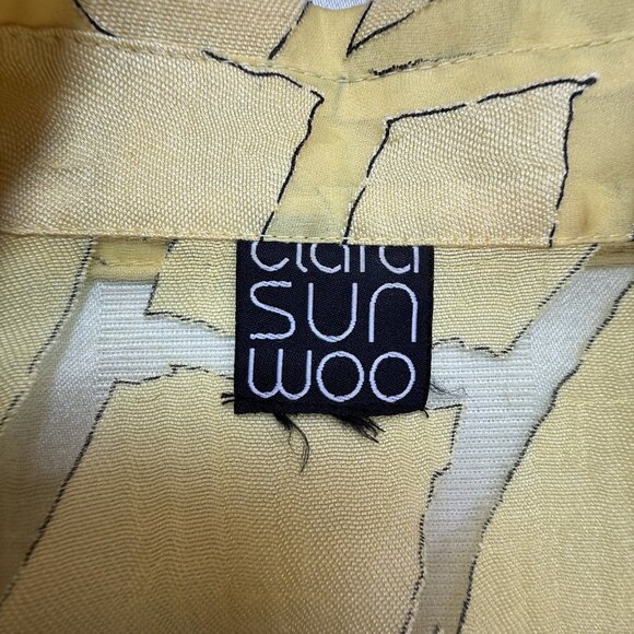 Clara Sun Woo Button Front Linen Blend Jacket Lightweight Sheer Sz XL - Picture 3 of 9